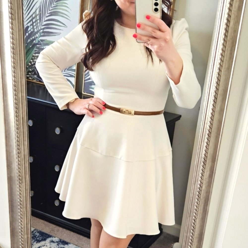 Gal Meets Glam Celeste Fit And Flare Dress: Cream, size 10, EuC